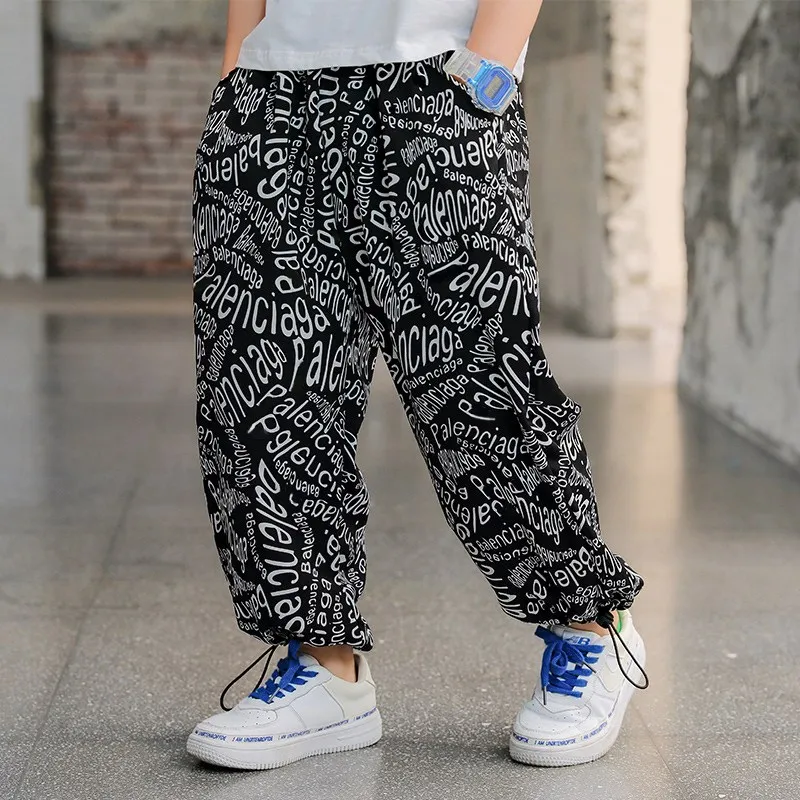 

Штаны спортивные для мальчиков, летние, широкие, с надписью