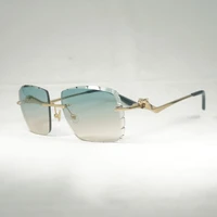 vintage oversize sunglasses men leopard style diamond cut gafas retro shades women goggles for driving rimless eyewear