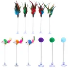 Палочка с перьями, пружинная игрушка с колокольчиком, мышь, интерактивный инструмент для домашних животных, эластичная чесалка, развлекательная игрушка, разные цвета