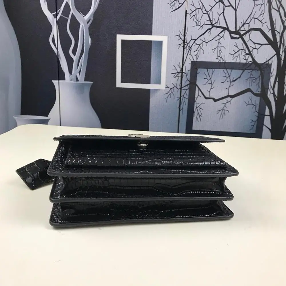 Высокое качество Натуральная кожа цепи женская наплечная сумка под крокодила