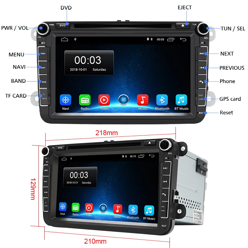 AWESAFE 2 Din Android 8 1 мультимедийный плеер Автомобильный DVD GPS навигация для VW Volkswagen GOLF 6