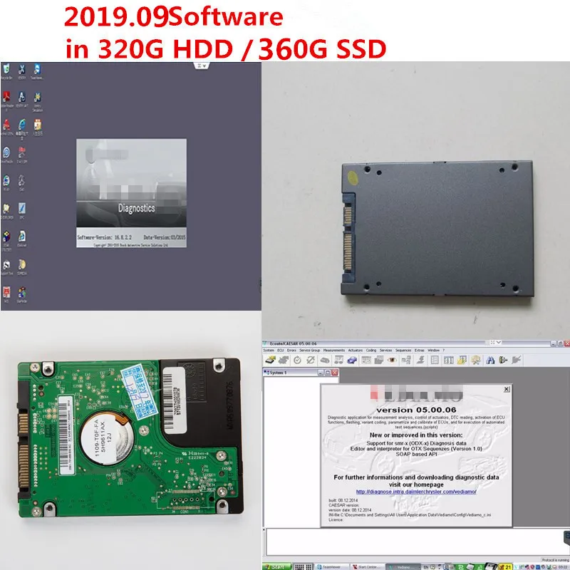 MB STAR C4 Автоматическая диагностика 201909 DTS/Vediamo/DAS/Xentry/EPC HDD (320G)/SSD (360G) программное