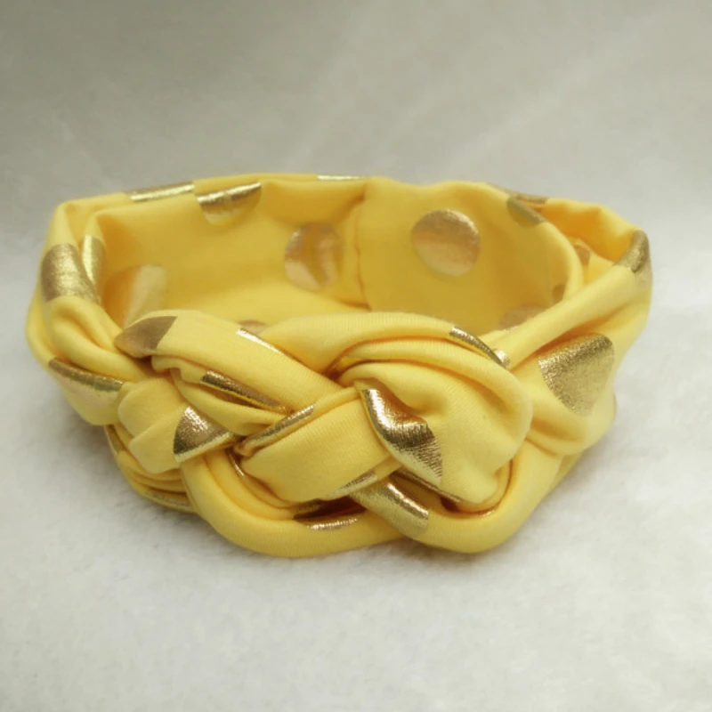 Детская повязка на голову с узлом эластичная для волос в горошек Женский тюрбан