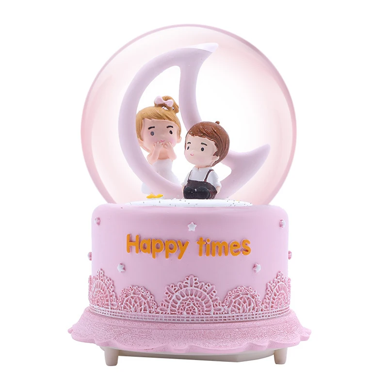 Мультяшная пара кукол Снежный шар хрустальный вращающаяся музыкальная шкатулка