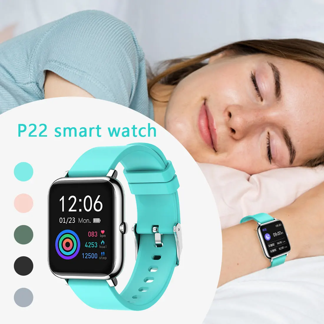 

Fashion Full Touch Smart Watch Square Ladies Men's Sports Watch Electronic Ladies Watch Android Ios Smart Clock Smart Watch