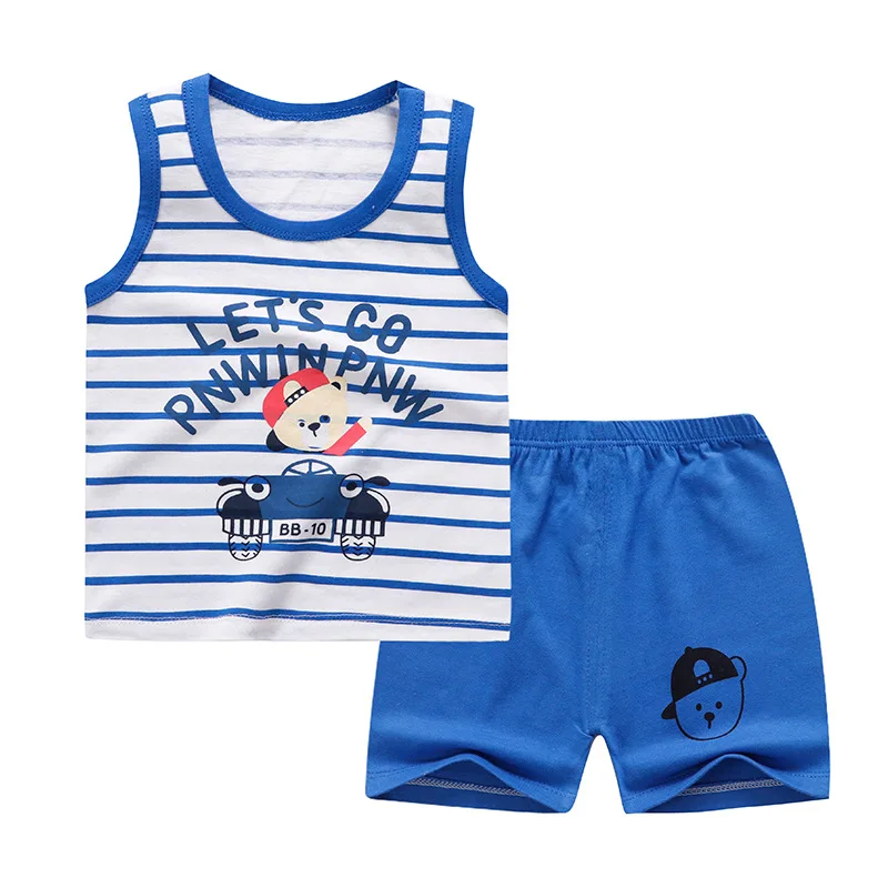 Newborn Baby Boy Clothes Infant Outfits Kids Cartoon Casual Set Toddler Girls Sleeveless Sets Summer Clothing For | Детская одежда и