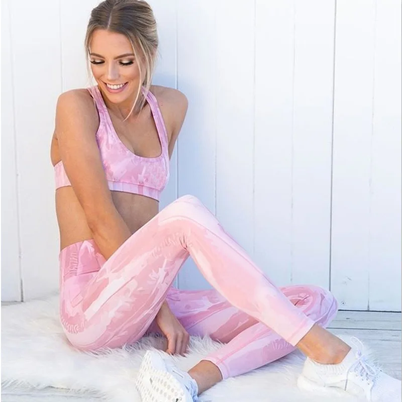 

2 Pcs/Set Yoga suit fitness Yoga Sets Women sportswear outfits bra top+pants leggings matching sets Sports gym clothing Suits