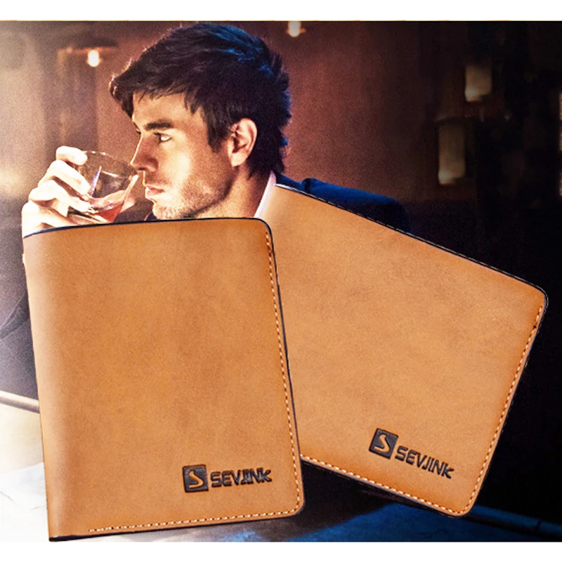 Мужской кошелек брендовый деловой короткий кожаный с отделением для