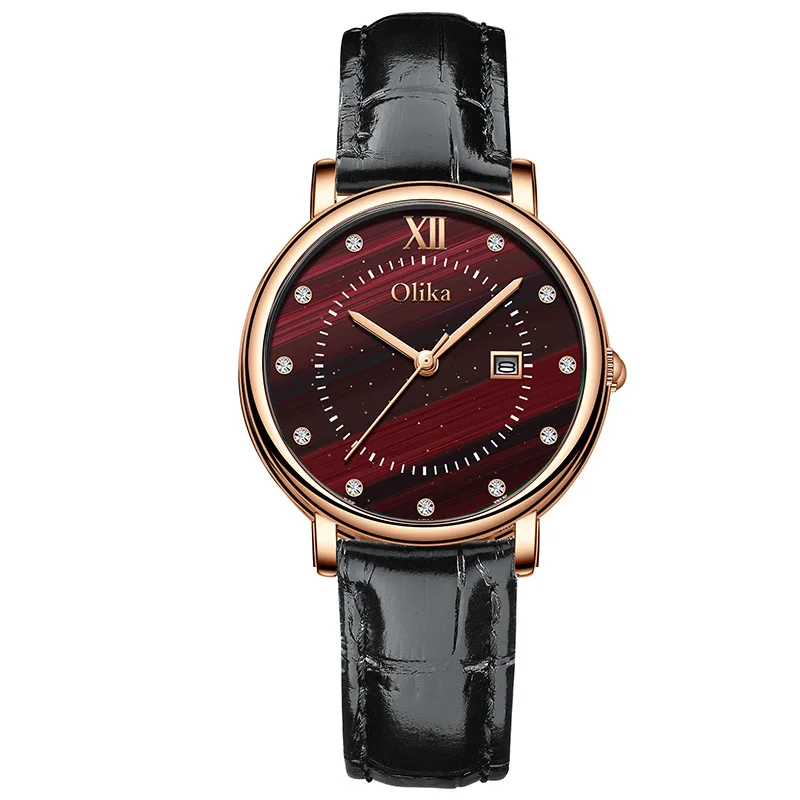 

Light Luxury Deep Waterproof Retro Fashion Quartz Watch Women's Diamond Malachite Face Gift Set