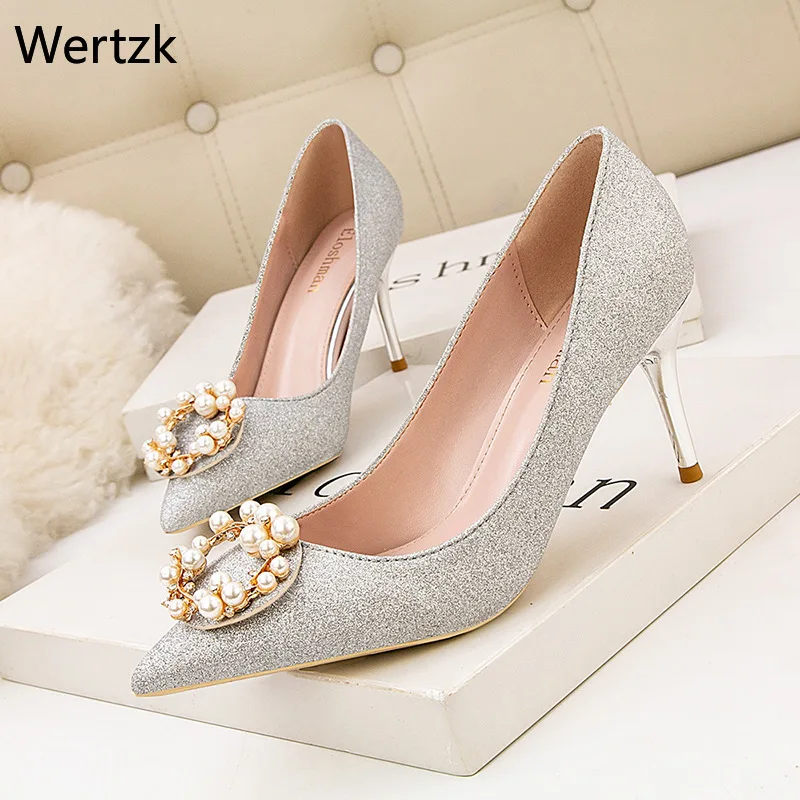 Новый стиль свадебная обувь на высоком каблуке для невесты заостренная подружки