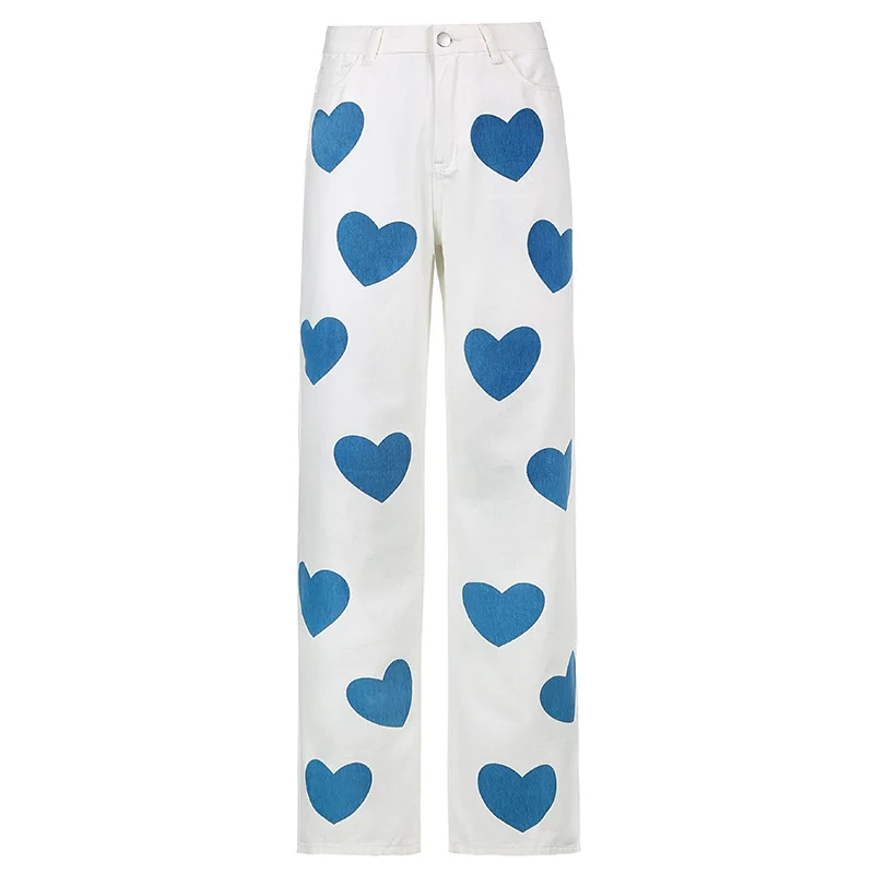 

Jeans women Vintage Graphics Printed Hight Waist Straight-leg Jeans Casual Urban Harajuku Women's Long pants