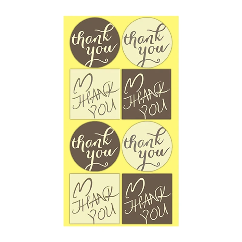 

50 Sheets Thank You Stickers Round Square DIY Adhesive Seal Labels for Envelope