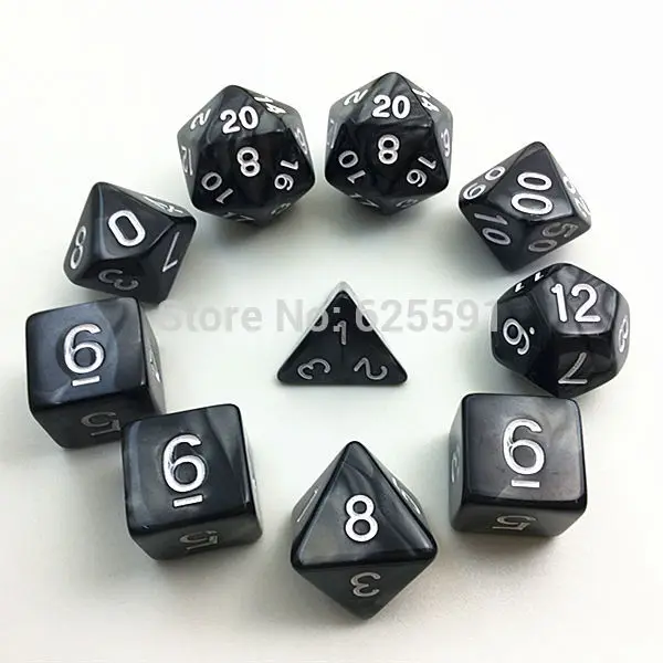 10 шт./компл. с сумкой D4 D6 D8 D10 D % D12 D20 dnd набор костей для ролевых игр перламутровый