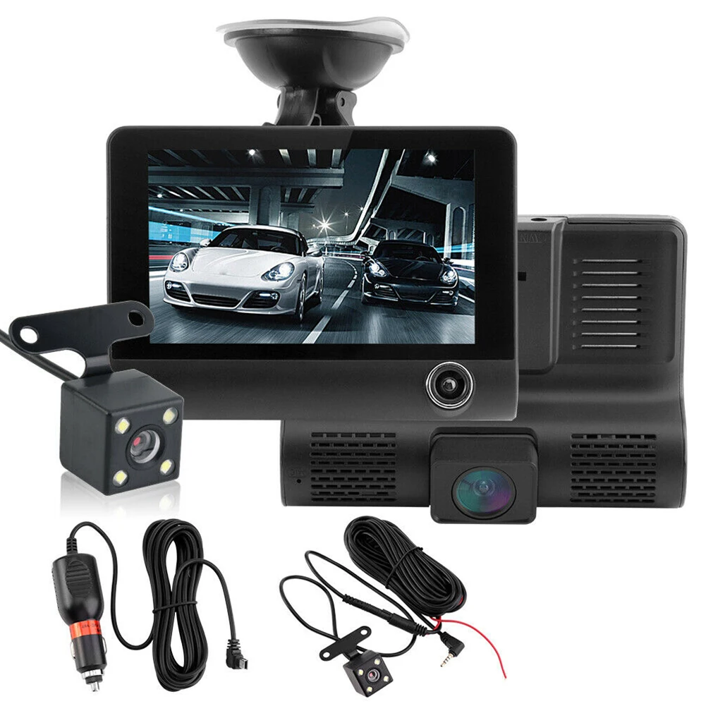 

4 дюйма автомобиля DVR для автомобиля Регистраторы Высокое разрешение 1080p 3 объектива 32 Гб Авто DVR для автомобиля Регистраторы для Прямая пост...