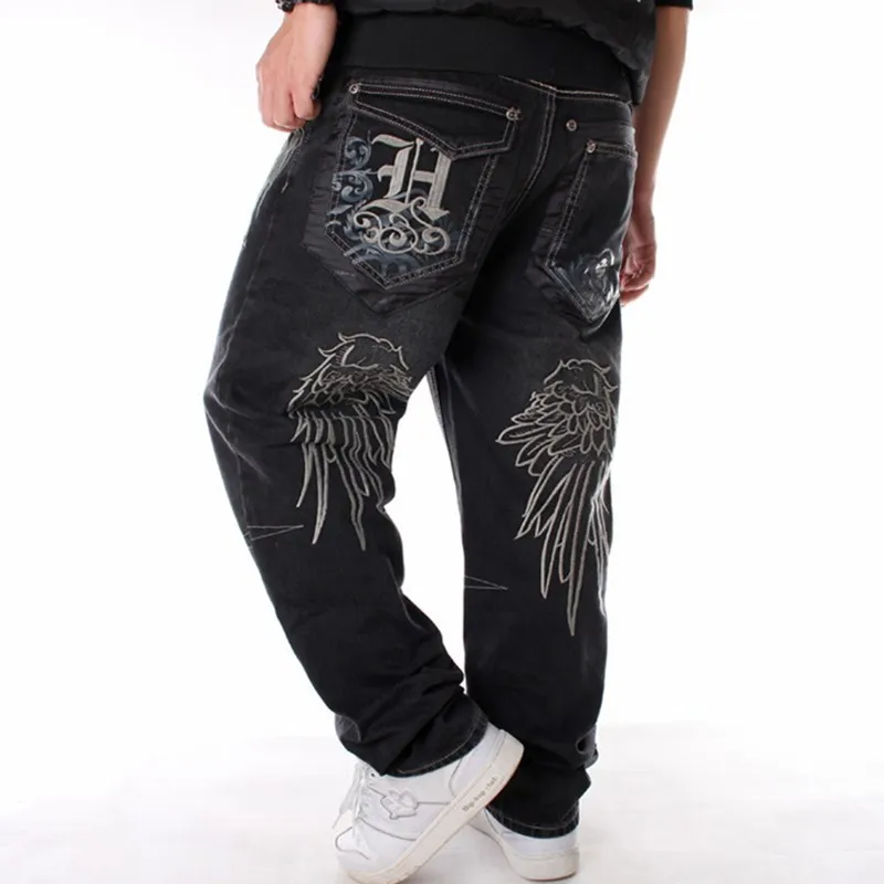 Мужские шаровары для уличного танца модные черные свободные джинсовые брюки с