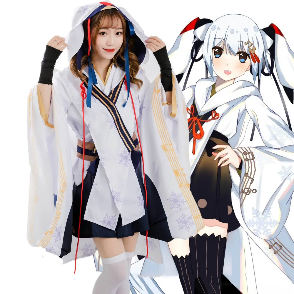 Новый аниме Вокалоид Снег Мику Юки ведьма Кагура see кимоно Униформа Рождество