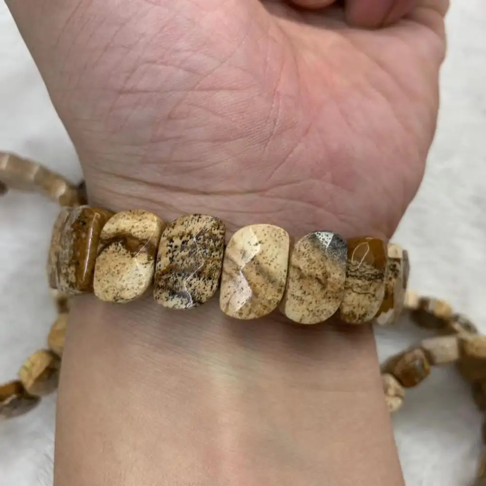 Браслет из натурального камня с бусинами яшмы | Украшения и аксессуары