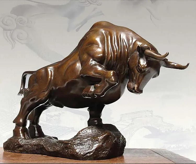 Figura de arte superior de 2020 para oficina, hogar, tienda, mascota del mercado, talismán eficaz, protección de dibujo de dinero, estatua de bronce de toro