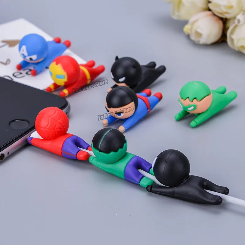 Марвел мультфильм Usb кабель для передачи данных с защитной оболочкой IPhone