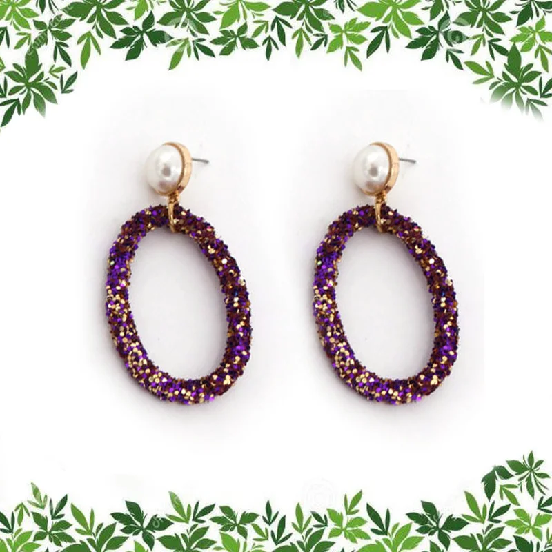 В богемном стиле с блестками Смола Висячие серьги для женщин вечерние длинные