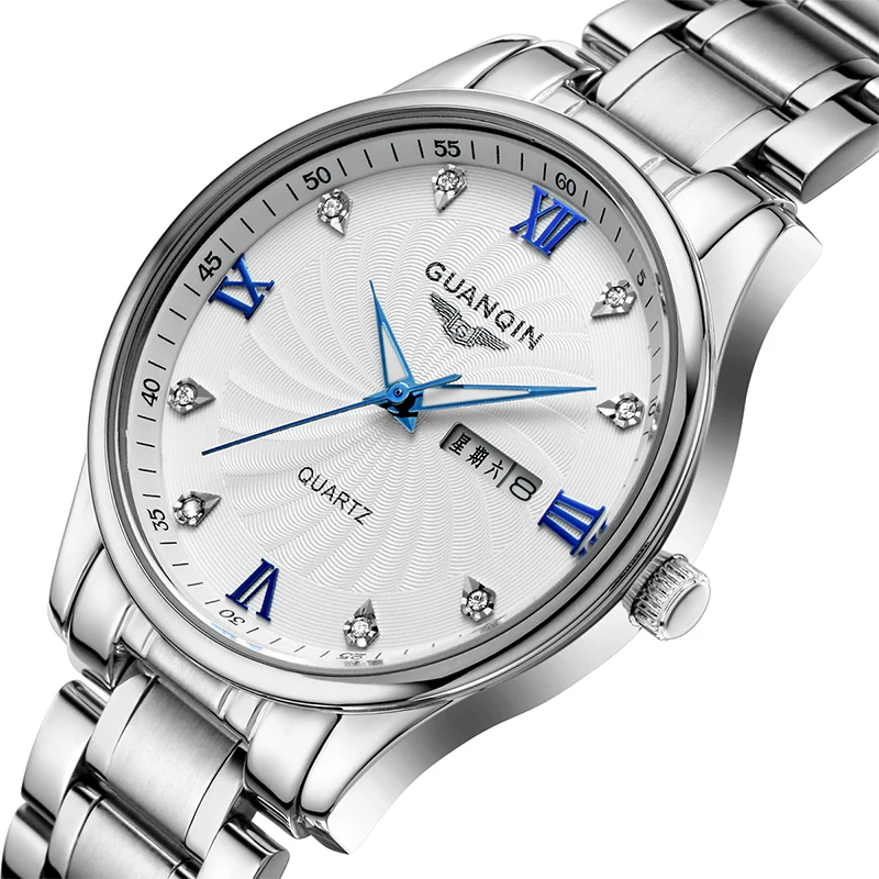 

2021 GUANQIN Luxury Brand Watch 30m Waterproof Men Quartz Pin Time Watch Chronograph Stainless Steel Watches Male Wristwatch