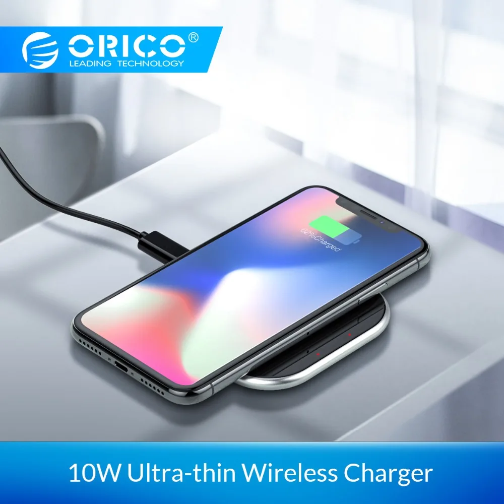 ORICO Беспроводное зарядное устройство для samsung Galaxy S7/S8/S9 быстрая USB Беспроводная зарядка 10 Вт для iPhone X