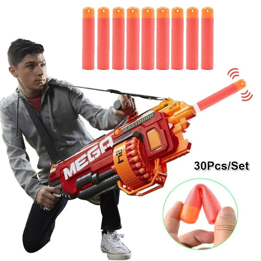 

30Pcs Mega for Nerf 9.5cm Red Sniper Rifle Darts Bullets Mega Foam Refill Darts Big Hole Head Bullets for N-Strike Mega Series