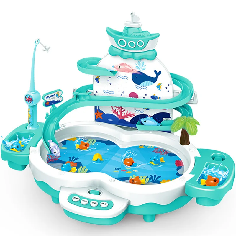 

Magnetic levitation sliding track fishing fishing can add water to the baby to play in the water children early education toys
