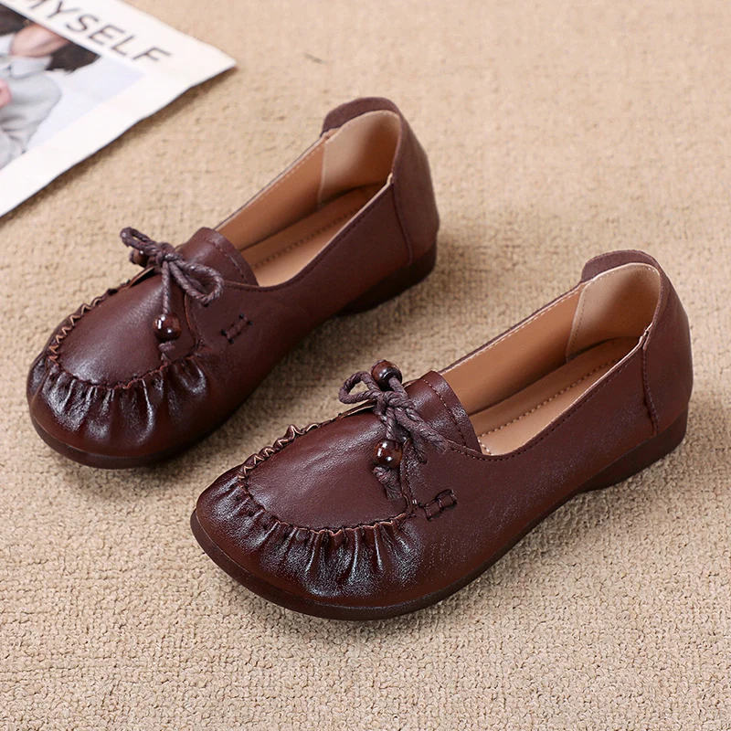 

Women Ballet Flats Slip on Loafers Summer Moccasins Female Genuine Leather Shoes Red Casual Ladies Shoes Zapatos De Mujer