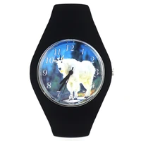 cute sheep white goat animal pattern women men fashion silicone band sport quartz wrist watch