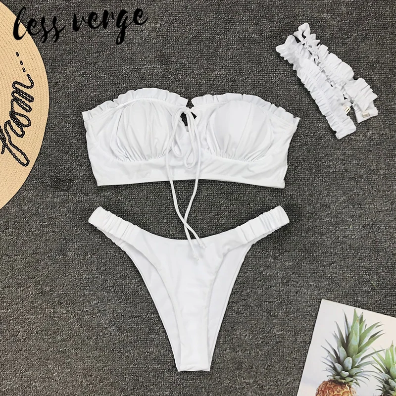 Lessverge белый костюм из двух частей с рюшами женское сексуальное боди одежда для