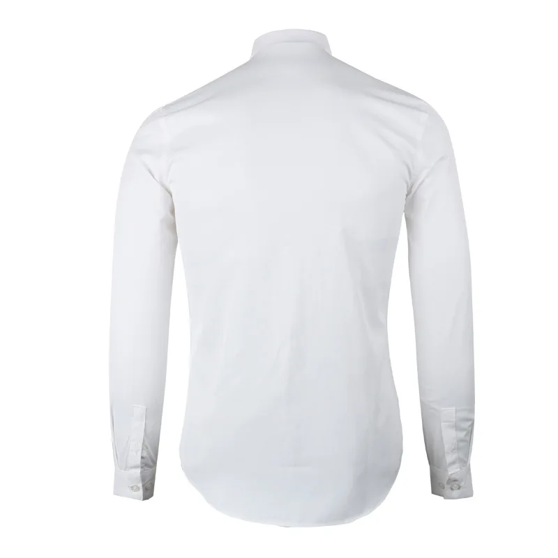 Men's long-sleeved shirts, classic bee embroidery, fashion self-cultivation, all-match black and white  men's shirts