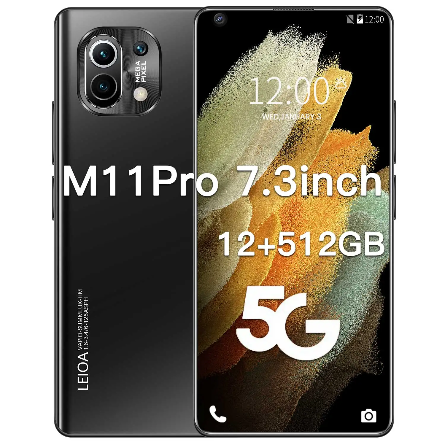 

M11Pro 7.3 Inch Big Screen 12+512GB 6800mAh 16MP+32MP 10 Core Mobile Phone Andriod 10 Smartphones Dual SIM+SD MTK6889 Global 5G