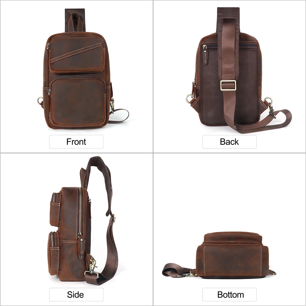 Мужская сумка-слинг JOYIR из натуральной кожи винтажный рюкзак через плечо Crazy Horse