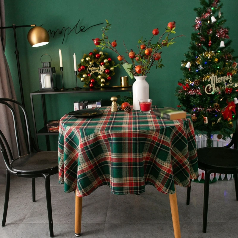Рождественская скатерть в скандинавском стиле ретро американская клетчатая