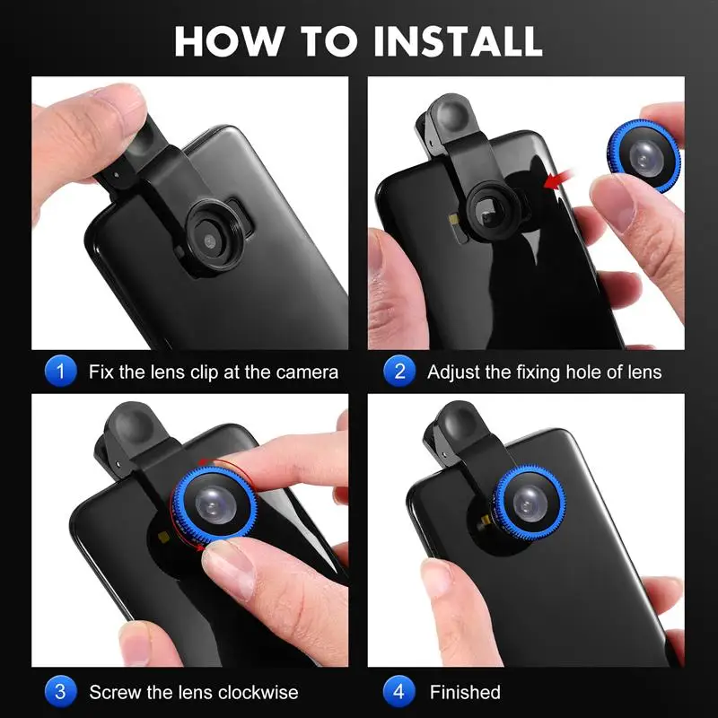 

Hemobllo Cell Phone Camera Lens Universal Mobile Phone Lens 3 in 1 Super Wide Angle Lens Macro Lens and Fisheye Lens