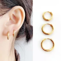diameter 8101214161820mm multi sizes stainless steel piercing hoop earring women gold rose gold color round earrings