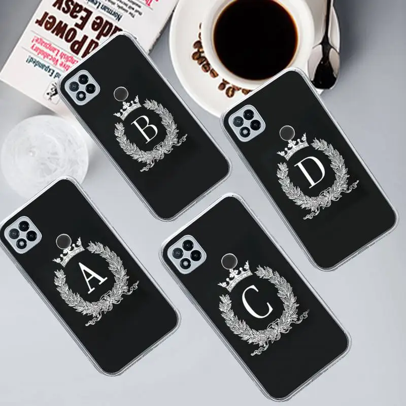 

original Crown Wreath English Letters Phone Case Transparent for Xiaomi redmi note 5 7 8 9 10 11 t S A lite pro funda