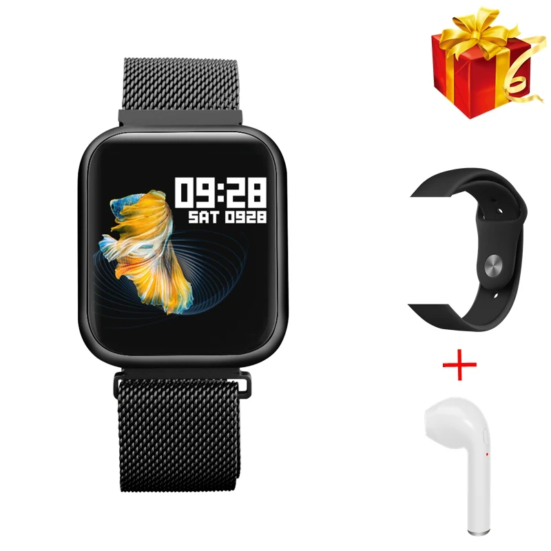 P80 black add H P68, P70, улучшенная версия, P80, Смарт-часы для женщин, IP68, водонепроницаемые, умные часы, пульсометр, кровяное давление, для IPhone, samsung, huawei - Цвет: P80 black add H