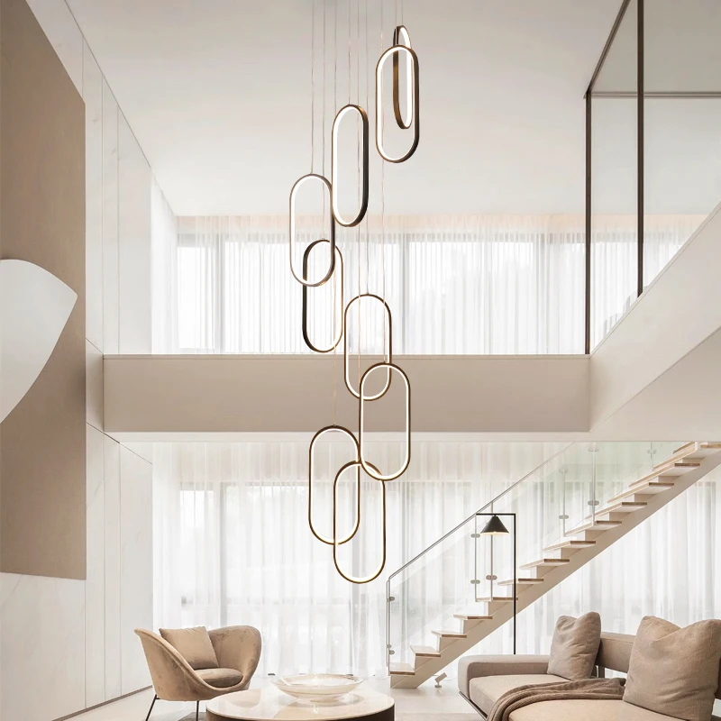 売却 モダンでミニマリストな吊り下げ式LED天井ランプ,デュプレックスホール,北欧デザイン,屋内照明,装飾的な天井固定具,ヴィラ,階段に最適です。