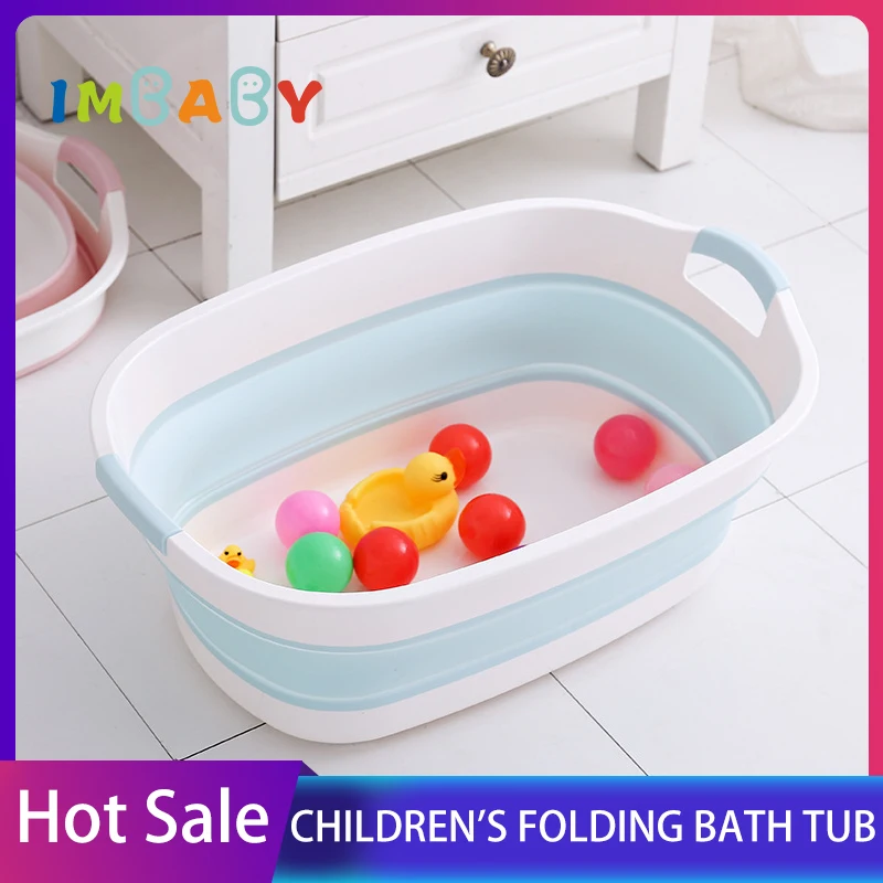 IMBABY Folding Bathtub For Baby Non-Slip Safety Newborn Shower Tub Portable Large-Capacity Kids Swim Bath Tub For 0-6 Years Baby