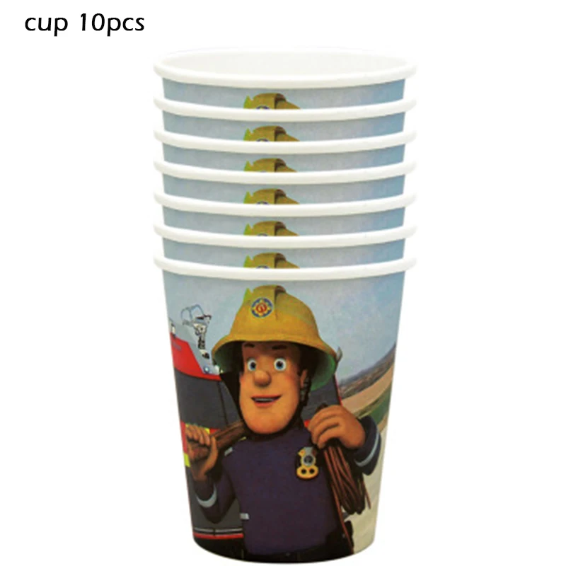 Fireman Series Paper Cups Plates Blowout Napkins Disposable Tableware Set Children Birthday Party Supplies Decorations | Дом и сад