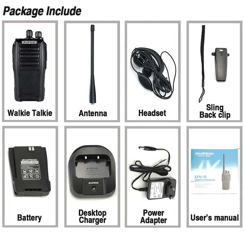 Портативная двухсторонняя рация Baofeng 8 Вт УВЧ и 2000 мАч|Рации| |