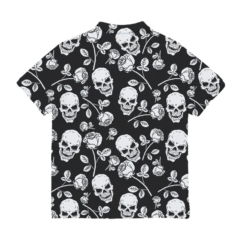 OGKB Men's Summer Button Shirts EU Size 3D Printed White Skull Quality Terror Shirts Short Sleeve Hip Hop Harajuku Top Drop Ship