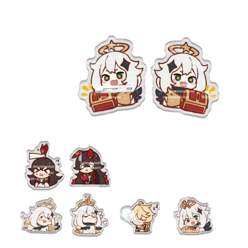 

1 Pcs New Game Genshin Impact Cosplay Brooch Pins Paimon Venti Diluc Acrylic Badges for Backpack Bag Figure Toys Collection Gift