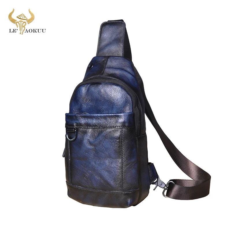 Мужская Дорожная треугольная сумка слинг из натуральной кожи 8016|Поясные сумки| |