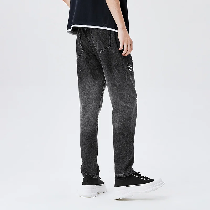 

SEMIR Jeans Men 2021 Summer New Comfortable Feet Trousers Trend Hole Design Sense Pants Ins Trend Demin Pants Man