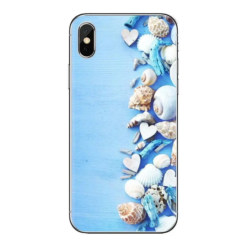 For Huawei G7 G8 P7 P8 P9 P10 P20 P30 Lite Mini Pro P Smart Plus 2017 2018 2019 Soft TPU Phone Case Blue Wood Seashells Sea Star |