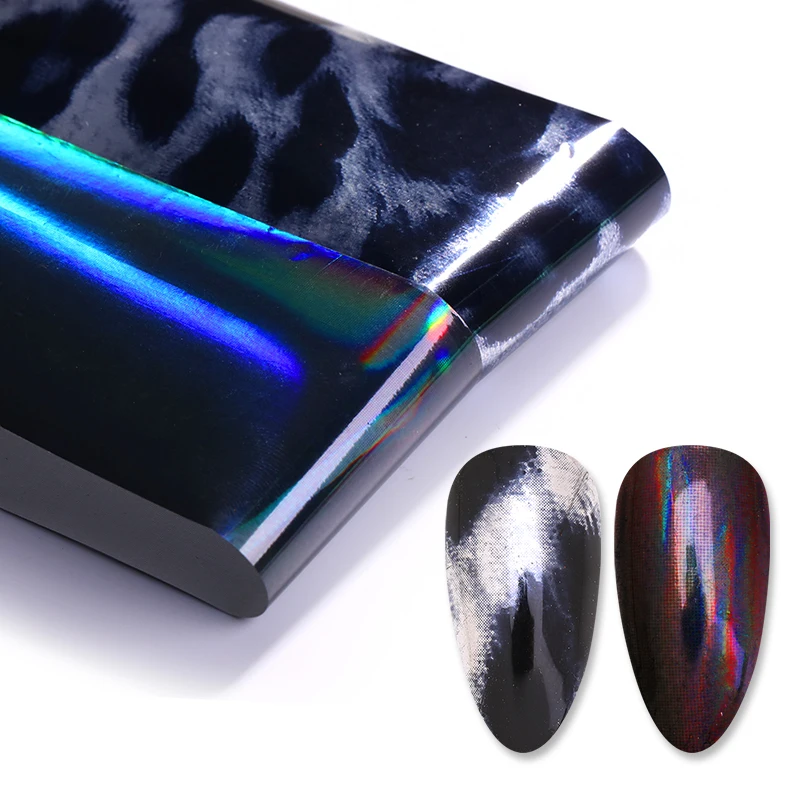 Зеркальная леопардовая Фольга для ногтей 4*100 голографическая переводная