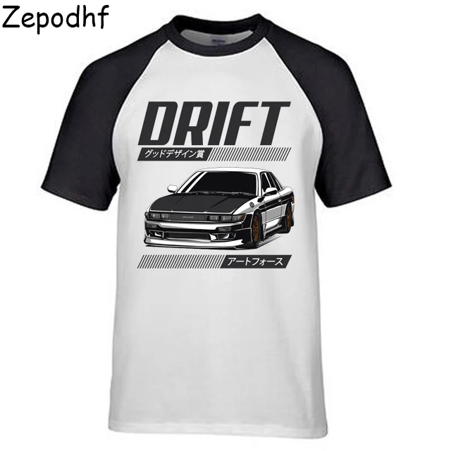 Мужская футболка с коротким рукавом и круглым вырезом принтом Nissan Skyline Silvia S13 Drift